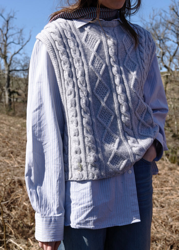 Oversized 8ply Aran Cable Cashmere Tank Top