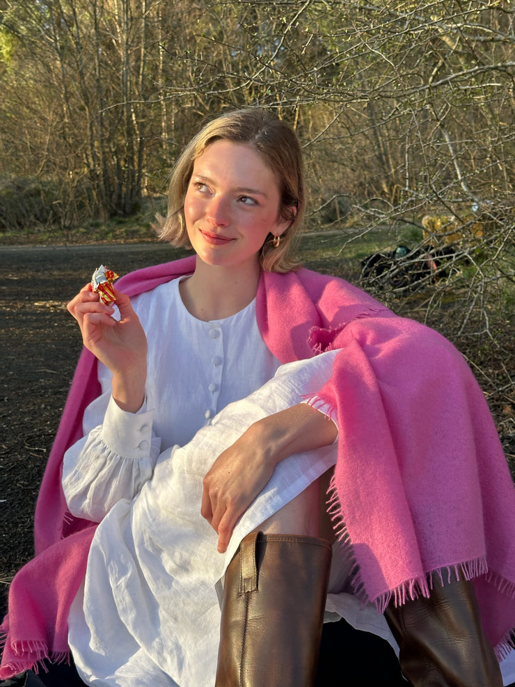 Handwoven Felted Shawl - Old Rose