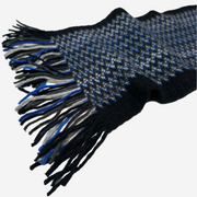 Multi Coloured Zig-Zag Cashmere Striped Scarf with Tassels - Midnight Sky