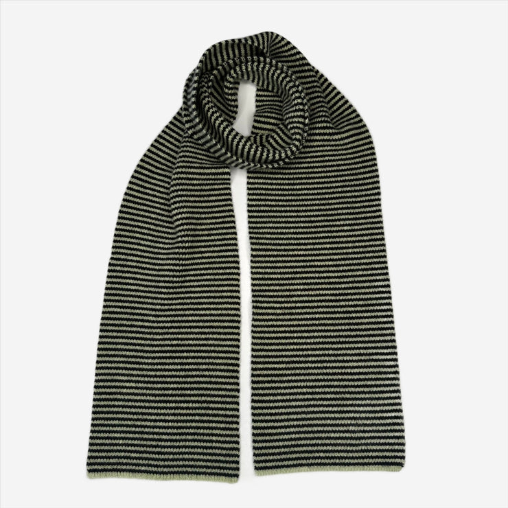 Soft Lime & Black 5 ply Cashmere Scarf