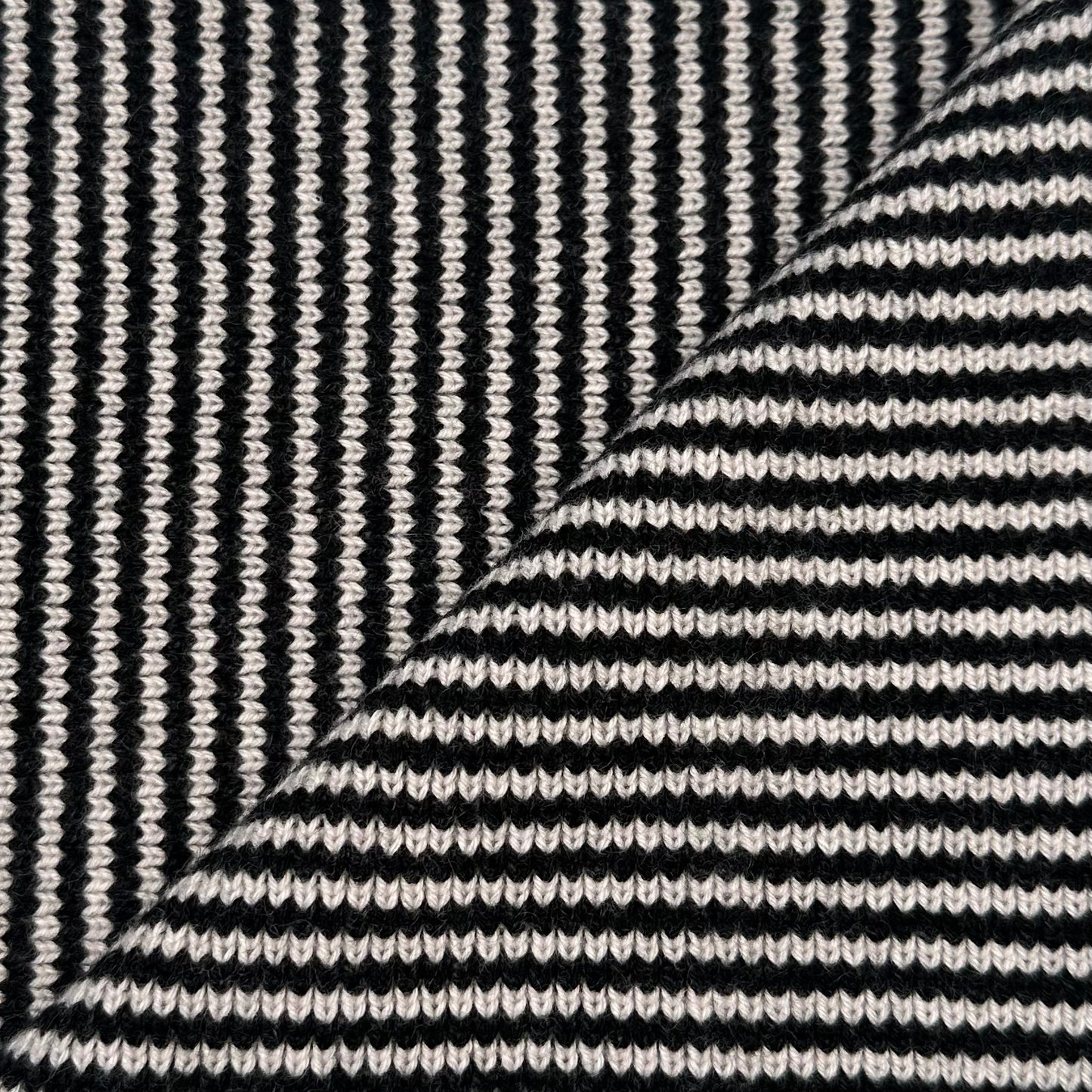 Black & Ice White 5 ply Cashmere Scarf