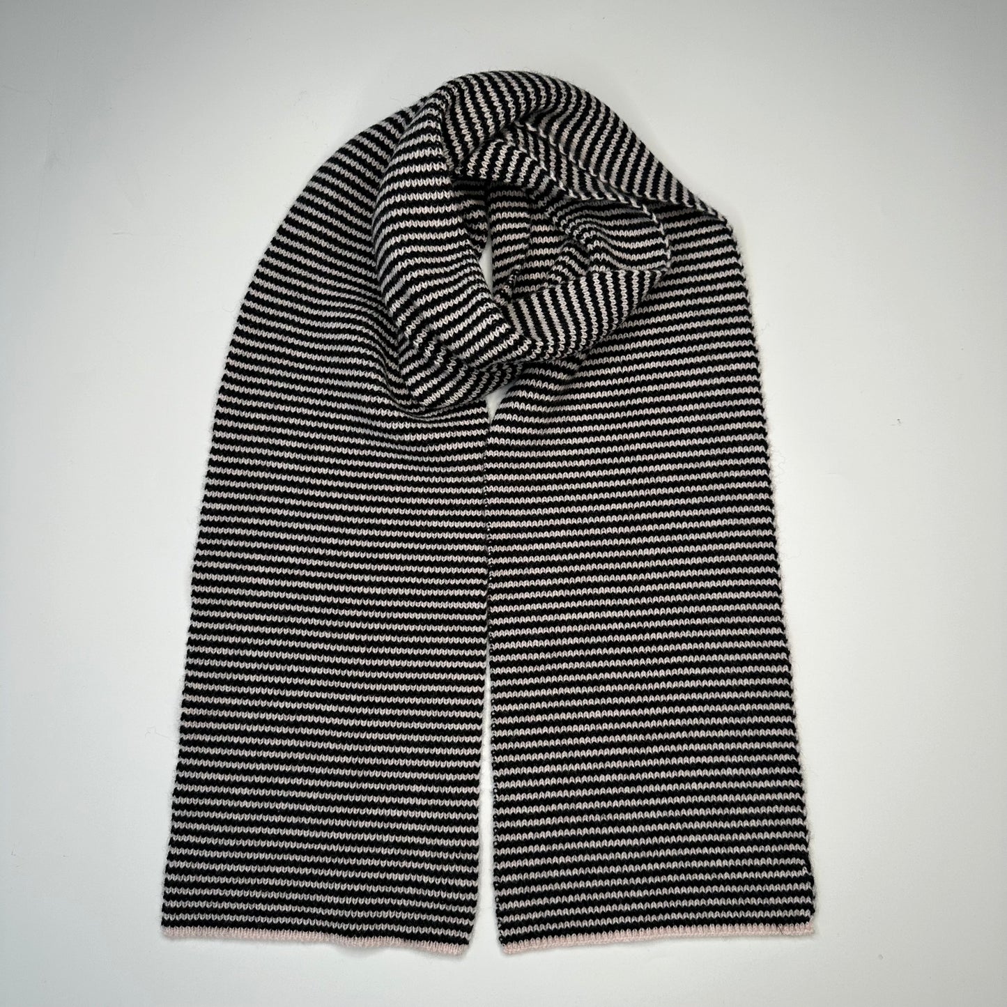 Black & Ice White 5 ply Cashmere Scarf