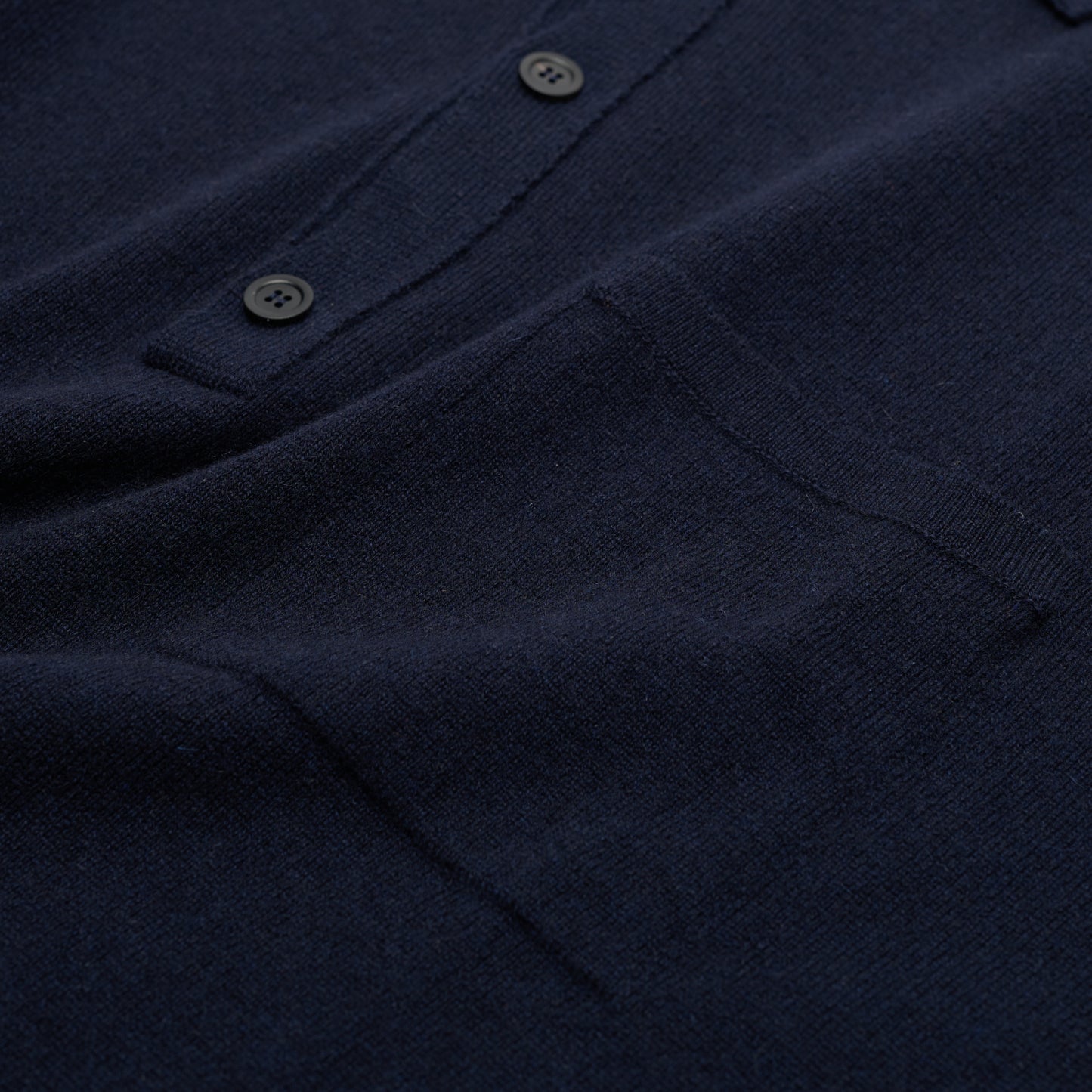 Summer Weight Polo Shirt Neck Cashmere Jumper - Dark Navy