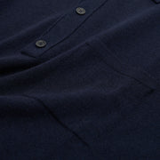 Summer Weight Polo Shirt Neck Cashmere Jumper - Dark Navy