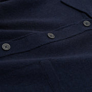 Summer Weight Polo Shirt Neck Cashmere Jumper - Dark Navy