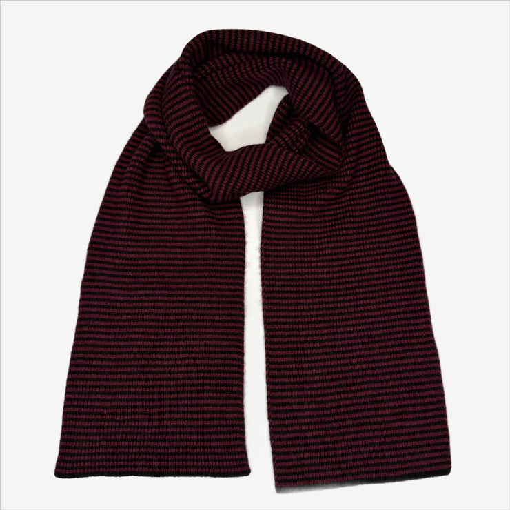 Claret & Black Striped Cashmere Scarf