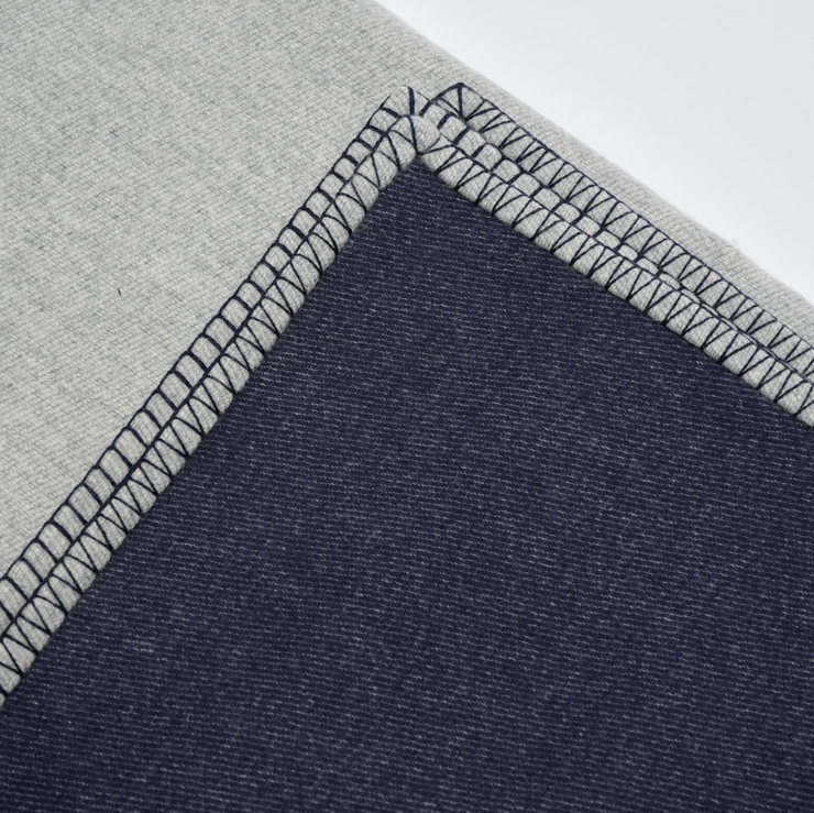 Double Sided Navy/Silver Cashmere Mix Blanket/Throw
