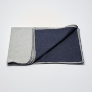 Double Sided Navy/Silver Cashmere Mix Blanket/Throw
