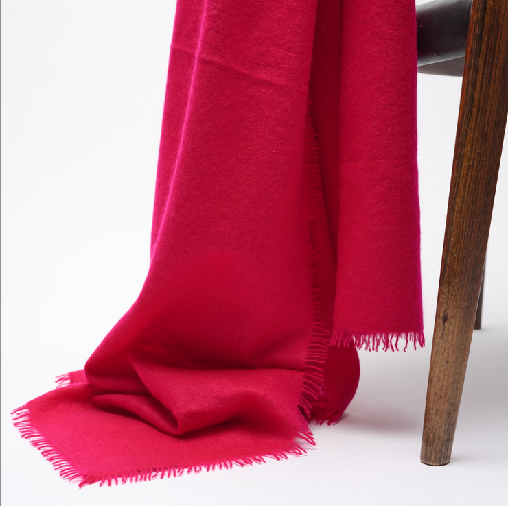 Handwoven Felted Shawl - Cerise