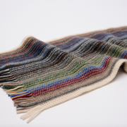 Multi Coloured Cashmere Striped Scarf with Tassels - Country Tones