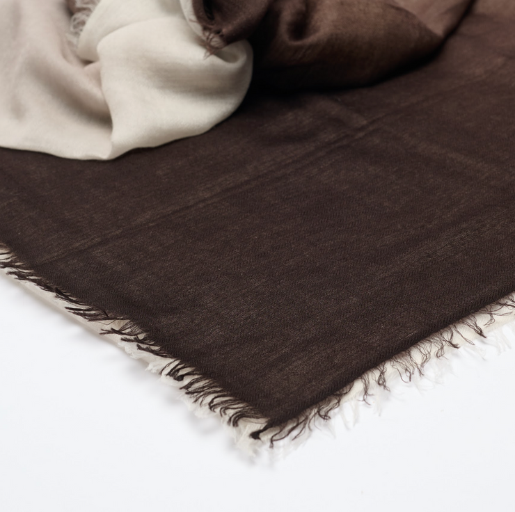 Handwoven Lightweight Shawl - Ombre Brown