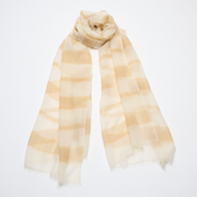 Light Weight Handwoven Shawl - Cream with Natural & Soft Orange Stripes