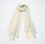 Two Toned Light Weight Handwoven Shawl - Soft Blue & Cream