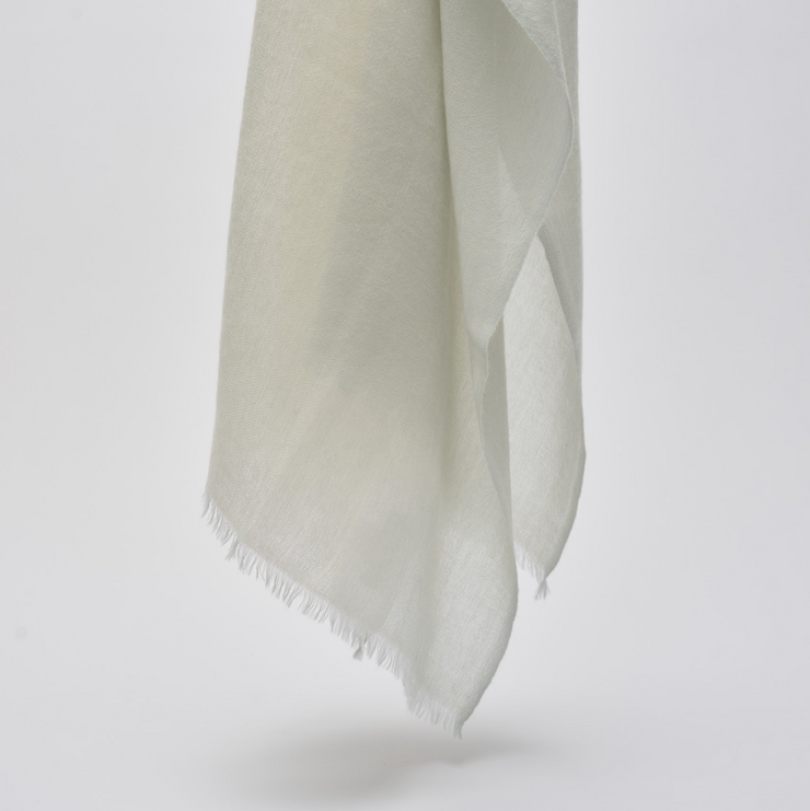 Two Toned Light Weight Handwoven Shawl - Soft Blue & Cream