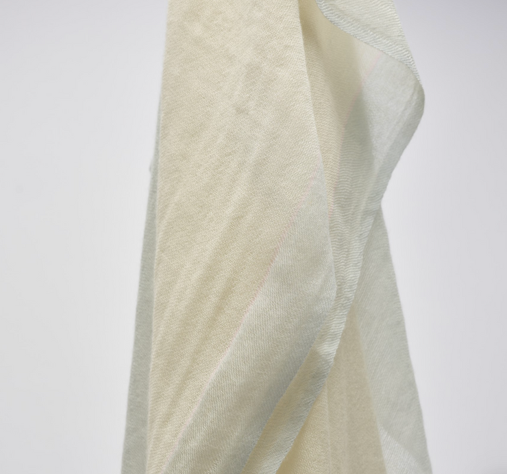 Two Toned Light Weight Handwoven Shawl - Soft Blue & Cream