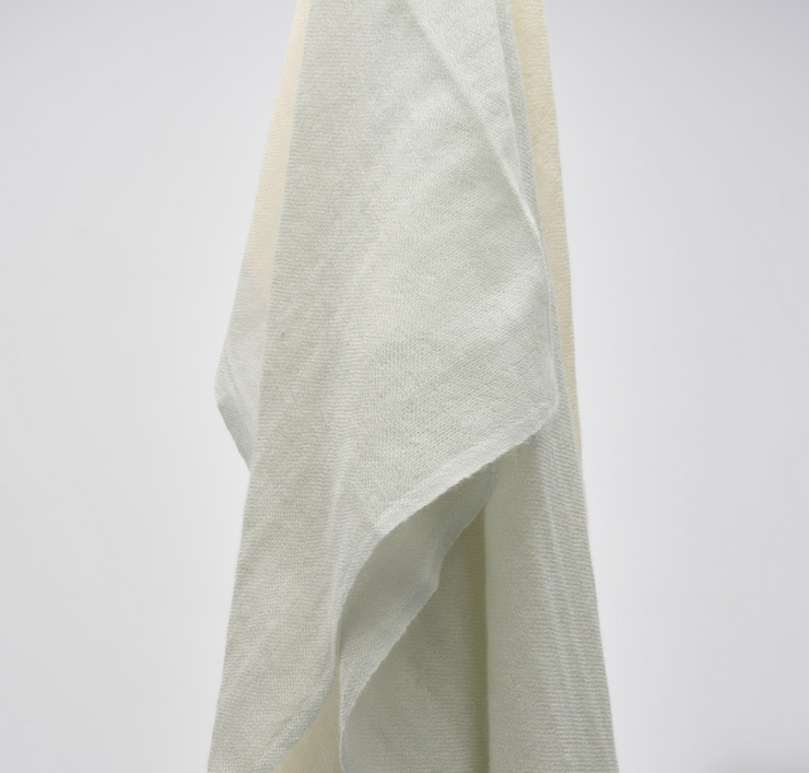 Two Toned Light Weight Handwoven Shawl - Soft Blue & Cream
