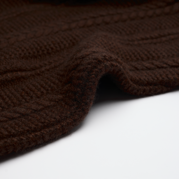 Cable Turtle Neck Jumper - Chocolate Brown Marl