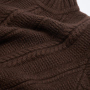 Cable Turtle Neck Jumper - Chocolate Brown Marl
