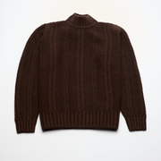 Cable Turtle Neck Jumper - Chocolate Brown Marl