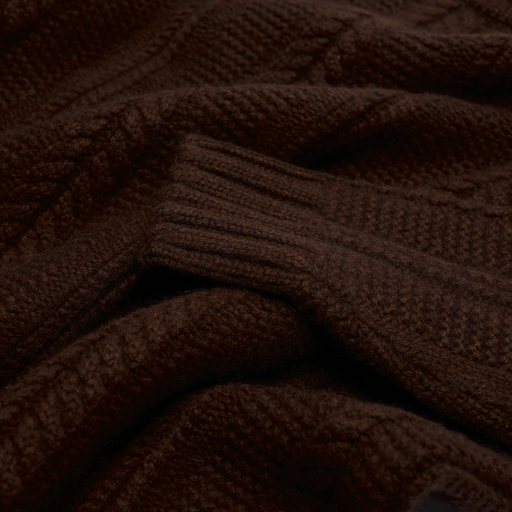 Cable Turtle Neck Jumper - Chocolate Brown Marl