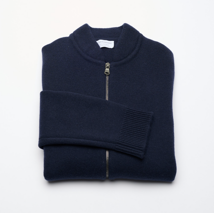 Milano Stitch Zip Up Jacket - Navy