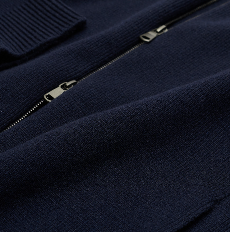 Milano Stitch Zip Up Jacket - Navy