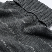 Oversized Cashmere Roll Neck - Grey & White Stripe