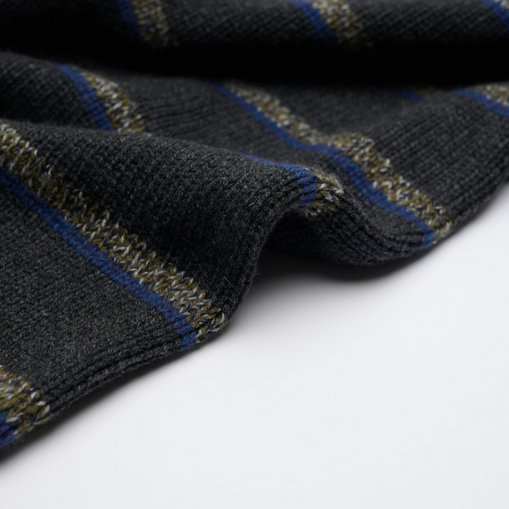 Oversized Cashmere Roll Neck - Charcoal Stripes