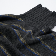 Oversized Cashmere Roll Neck - Charcoal Stripes