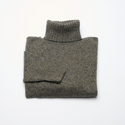 Oversized Cashmere Roll Neck - Olive Marl