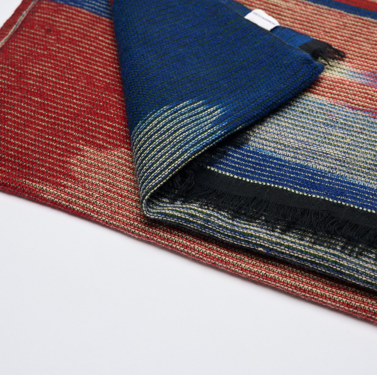 Double Sided Aztec Design Green/Red & Navy Cashmere/Wool Blend Blanket