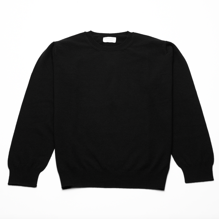 Summer Weight Crew Neck Cashmere Jumper - Black