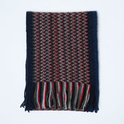 Multi Coloured Zig-Zag Cashmere Striped Scarf with Tassels - Country Walk