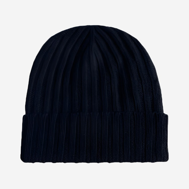 Black 3 ply Wide Ribbed Beanie
