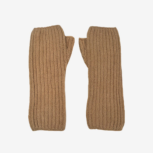 Ribbed Wrist Warmers - Soft Camel