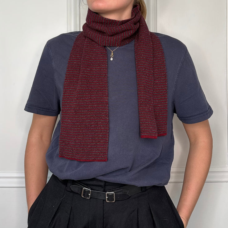 Claret & Charcoal 5 ply Cashmere Scarf