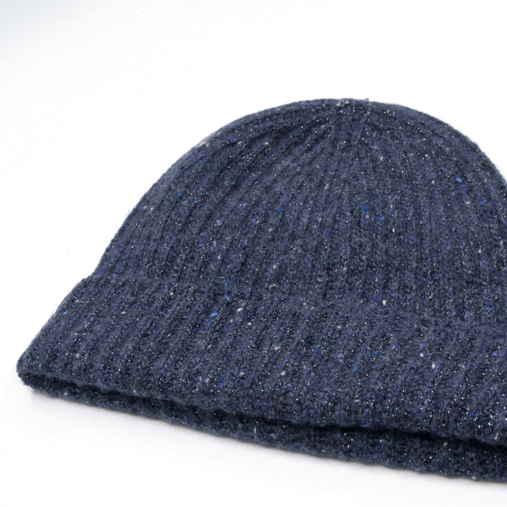 Blue Ribbed Sparkle Beanie