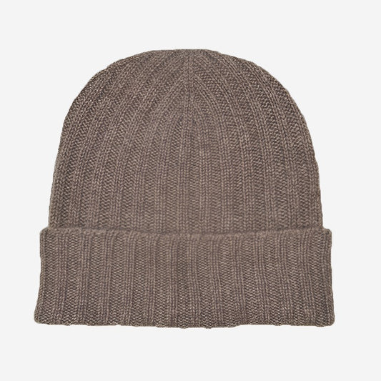 Dark Natural Wide Ribbed Beanie