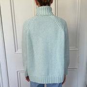 Chunky Knit Relaxed Roll Neck Jumper - Mint Marl