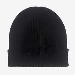 Black Classic Ribbed Beanie