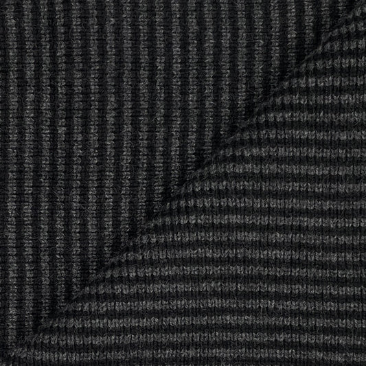 Black & Charcoal Striped Cashmere Scarf