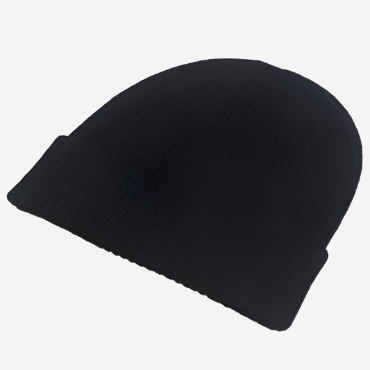 Black Classic Ribbed Beanie