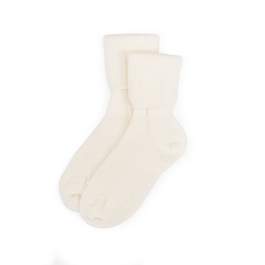 Women's Cream Ribbed Socks