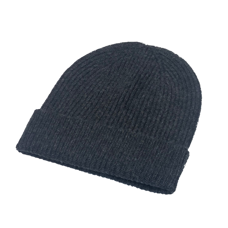Charcoal 3 Ply Classic Ribbed Beanie