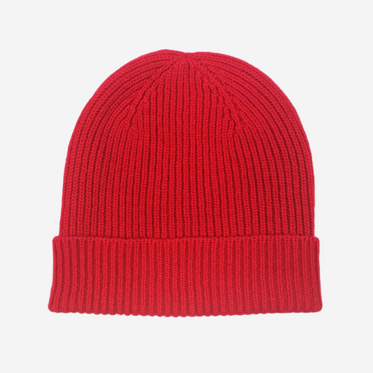 Red Classic Ribbed Beanie